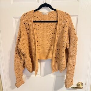 moon & madison mustard yellow cropped knit cardigan L